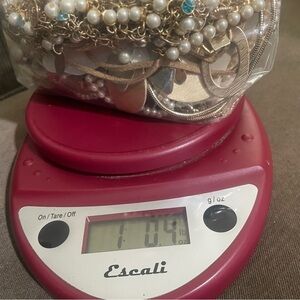 1 Pound Bulk Lot of Goldtone and Faux Pearl Costume Jewelry
